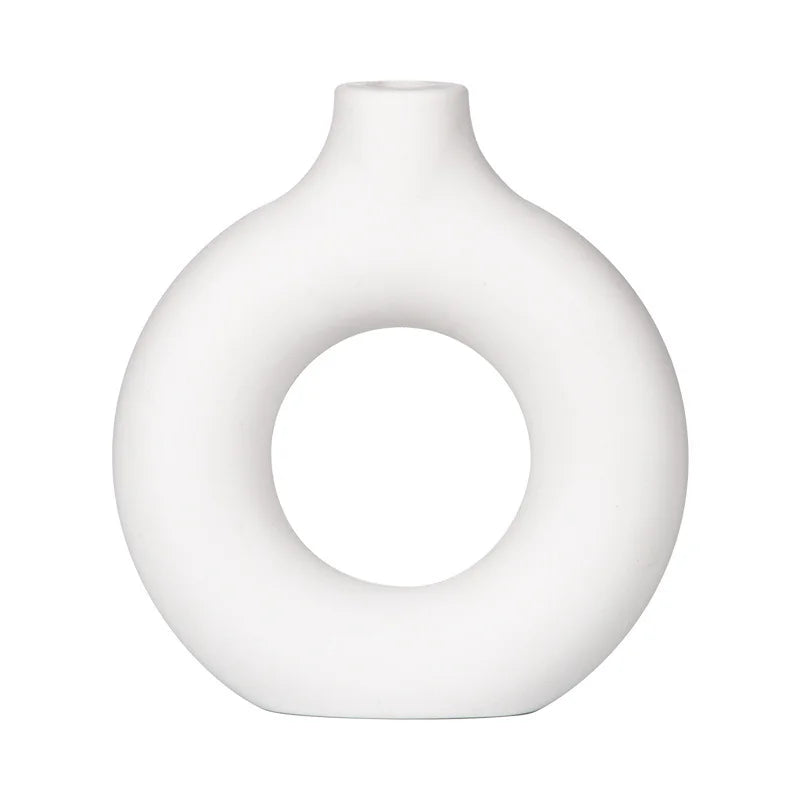 Nordic White Vase - Ceramic-Look Plastic for Modern Decor, Desktop & Living Room Flower Pot