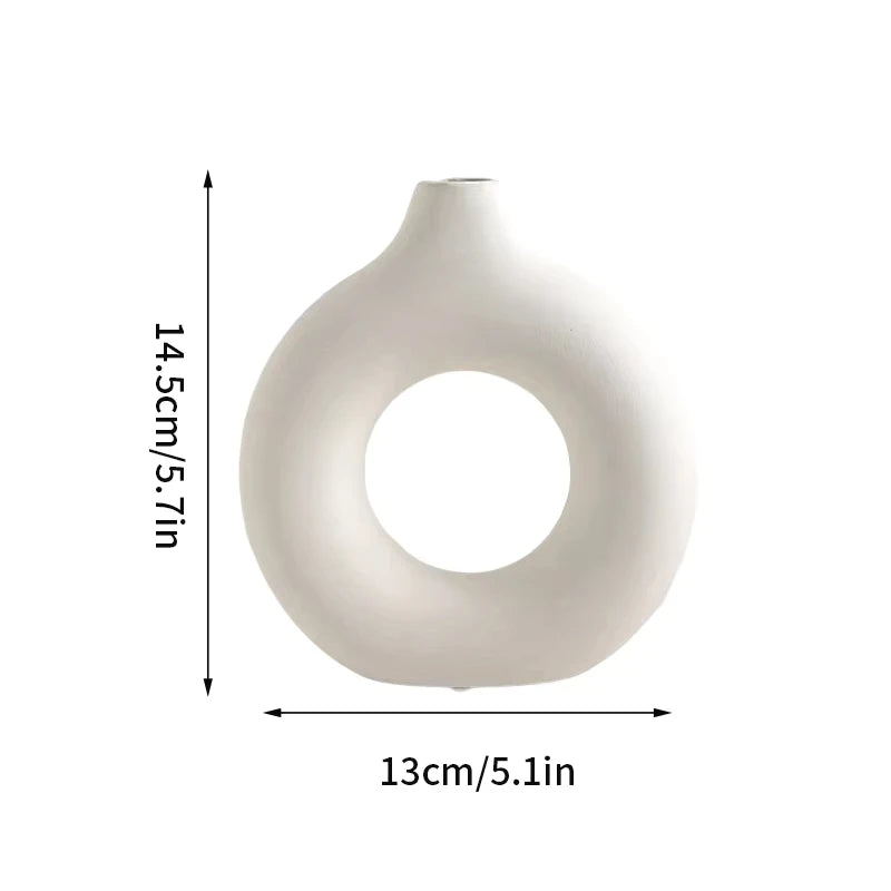 Nordic White Vase - Ceramic-Look Plastic for Modern Decor, Desktop & Living Room Flower Pot